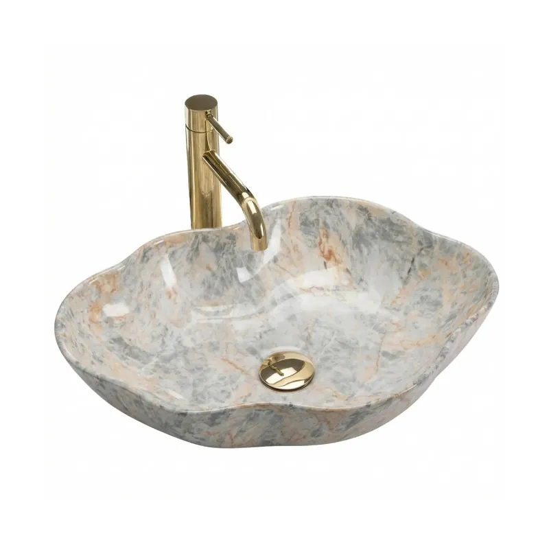 REA-U0620 - Umyvadlo na desku PEARL 38x50,5 cm keramika/šedá/béžová/imitace kamene Top Prodej