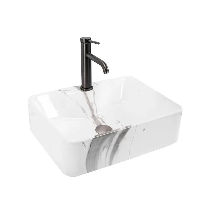 REA-U5052 - Umyvadlo na desku KELLY 38x49 cm keramika/bílá/dekor mramoru Omezená Nabídka