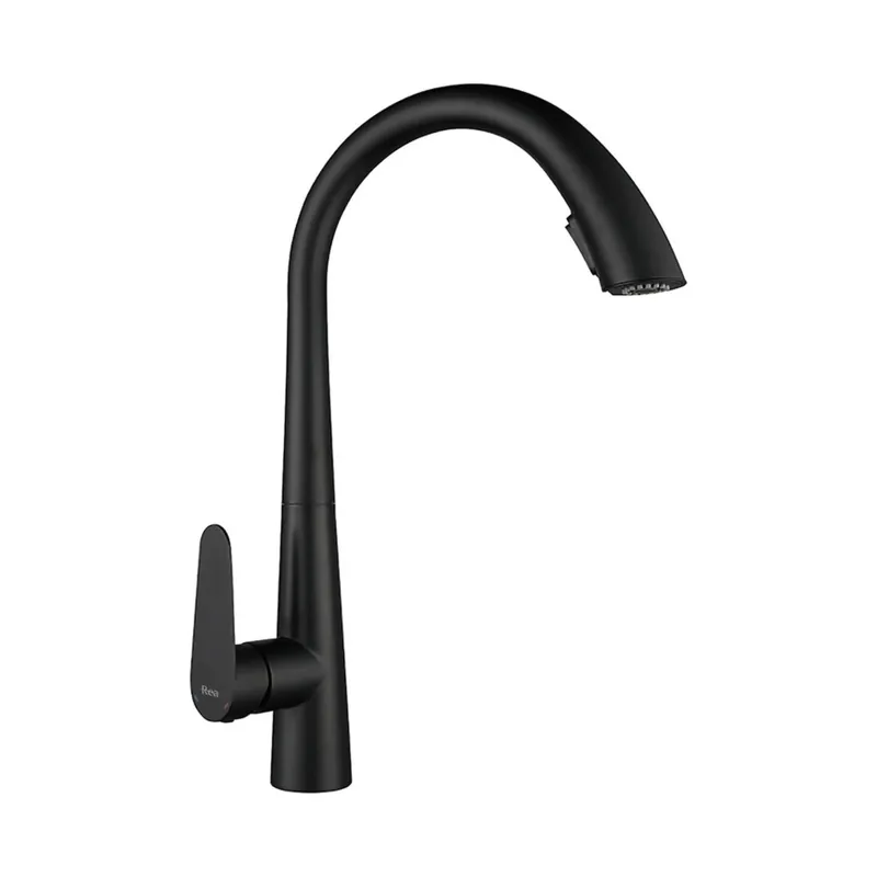 REA-B5313 - Dřezová baterie s vytahovací sprškou ROSS 43 cm černá Přímo Od Výrobce
