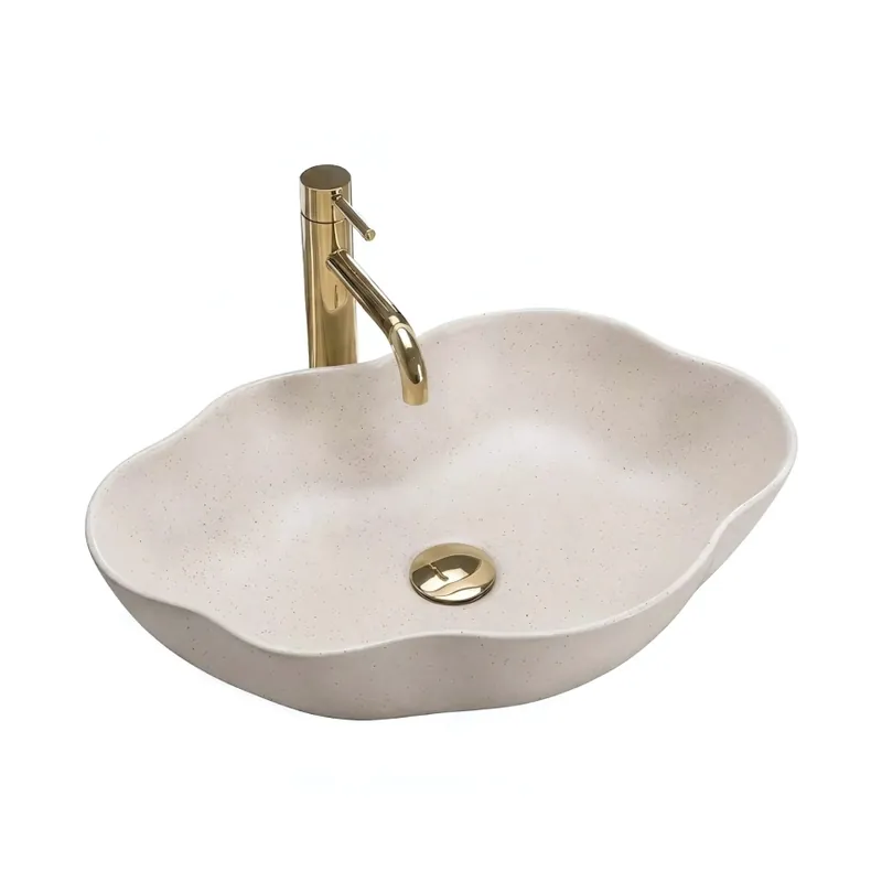 REA-U0617 - Umyvadlo na desku PEARL 38x50,5 cm keramika/béžová/imitace kamene Hit Sezóny