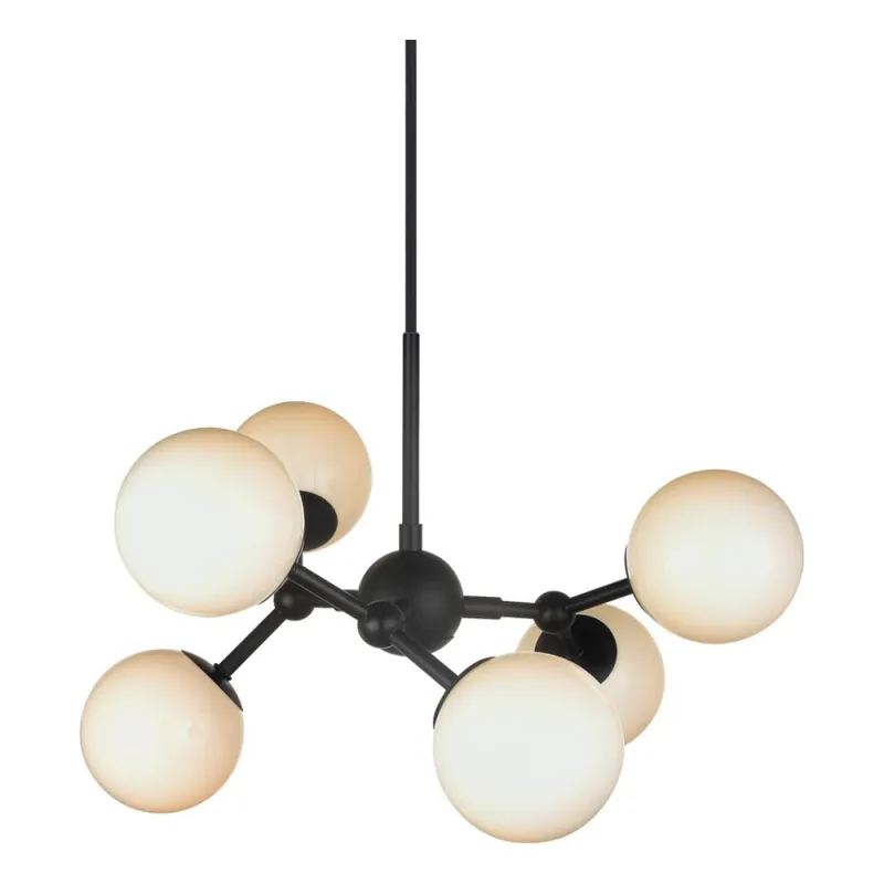 Bezpečná Platba Halo Design 736546 - Lustr na lanku ATOM 6xG9/28W/230V pr. 45 cm černá/bílá