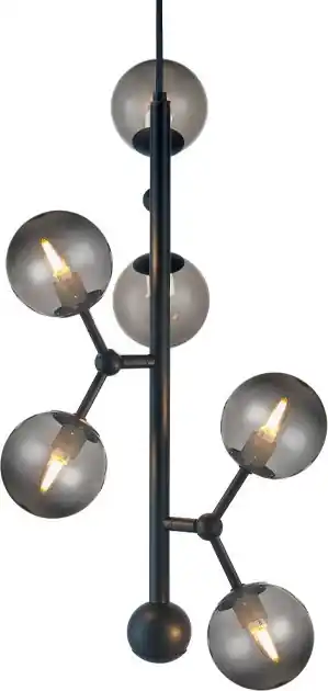 Halo Design 738854 - Lustr na lanku ATOM 6xG9/28W/230V pr. 30 cm černá/kouřová černá Cenově Výhodný
