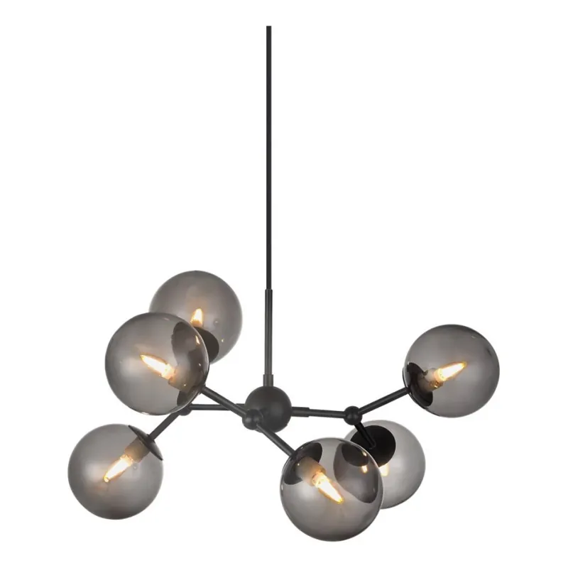 Halo Design 738823 - Lustr na lanku ATOM 6xG9/28W/230V pr. 57 cm černá/kouřová černá Ověřený