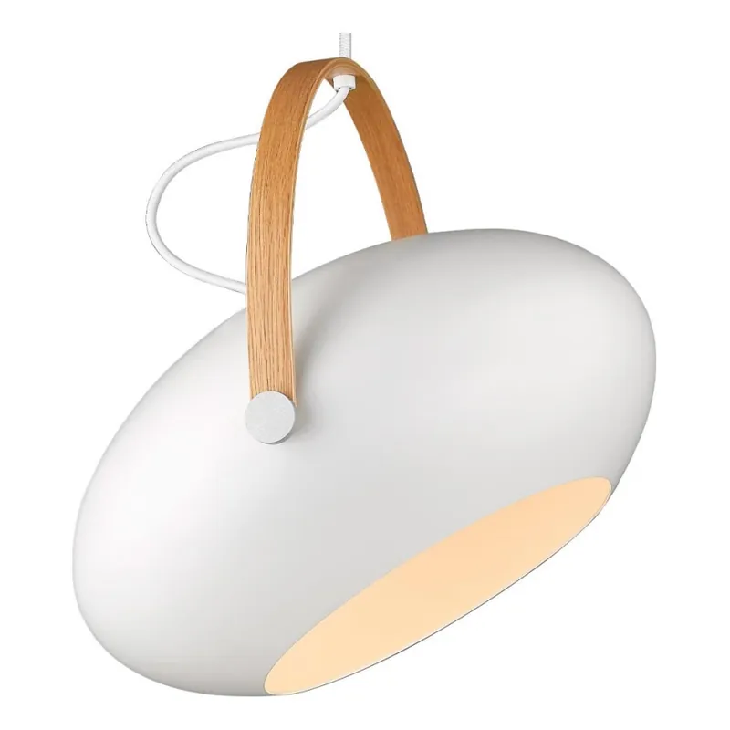 Halo Design 734375 - Lustr na lanku DC 1xE27/40W/230V pr. 40 cm bílá/dub Jen Po Omezenou Doba