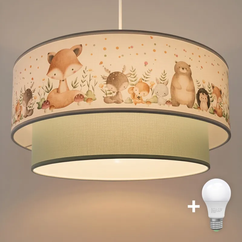 Brilagi - LED Dětský lustr na lanku BOBO 1xE27/60W/230V pr. 40 cm bílá/zelená/zvířátka Koupit Online