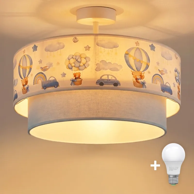 Brilagi - LED Dětský přisazený lustr BOBO 1xE27/60W/230V pr. 40 cm krémová/modrá/medvídci Akční Cena