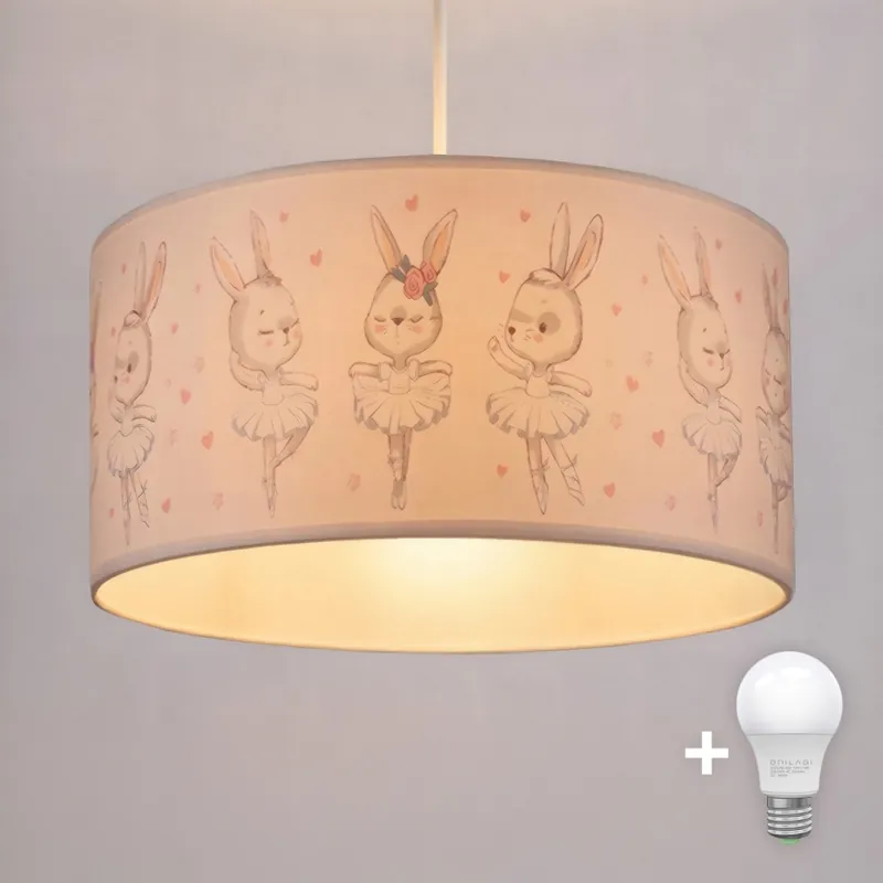 Brilagi - LED Dětský lustr na lanku BOBO 1xE27/60W/230V pr. 35 cm bílá/králíčci Časově Omezené