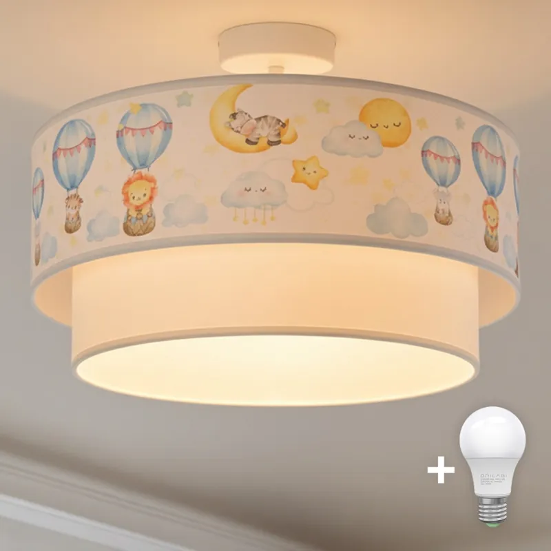 Brilagi - LED Dětský přisazený lustr BOBO 1xE27/60W/230V pr. 40 cm bílá/béžová/zvířátka Finální Výprodej