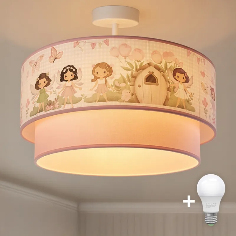 Brilagi - LED Dětský přisazený lustr BOBO 1xE27/60W/230V pr. 40 cm růžová/víly Ověřený