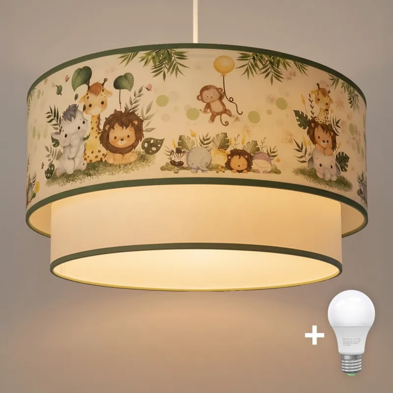 Brilagi - LED Dětský lustr na lanku BOBO 1xE27/60W/230V pr. 40 cm krémová/zelená/džungle Značkový