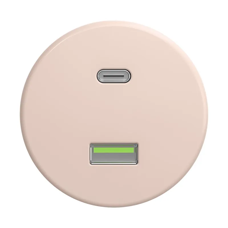 Přímo Od Výrobce Reblig - Retro USB zásuvka A+C bez rámečku starorůžová