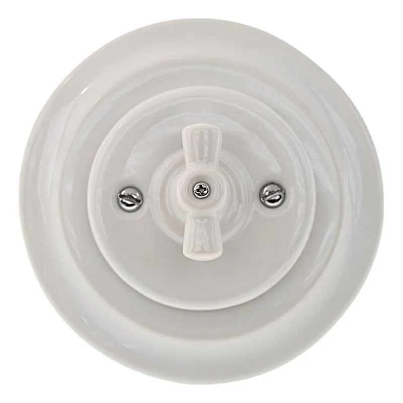 Reblig - Porcelánový retro vypínač otočný s rámečkem č. 7 bílá Koupit Online