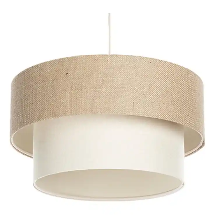 Lustr na lanku DUO 1xE27/60W/230V pr. 40 cm béžová/krémová Akční Nabídka