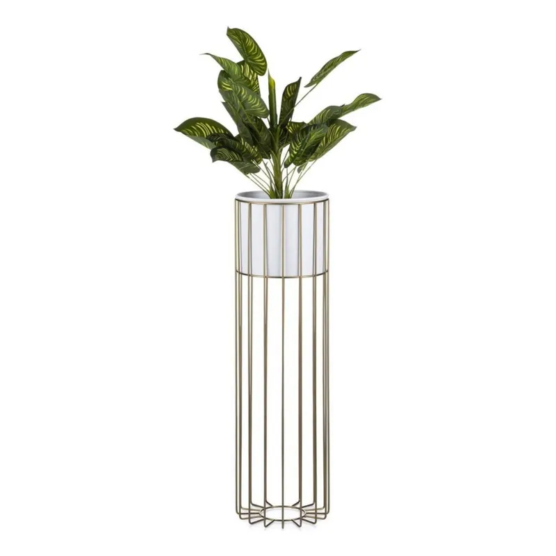Kovový květináč LOFT 70x20 cm zlatá/bílá Top Prodej