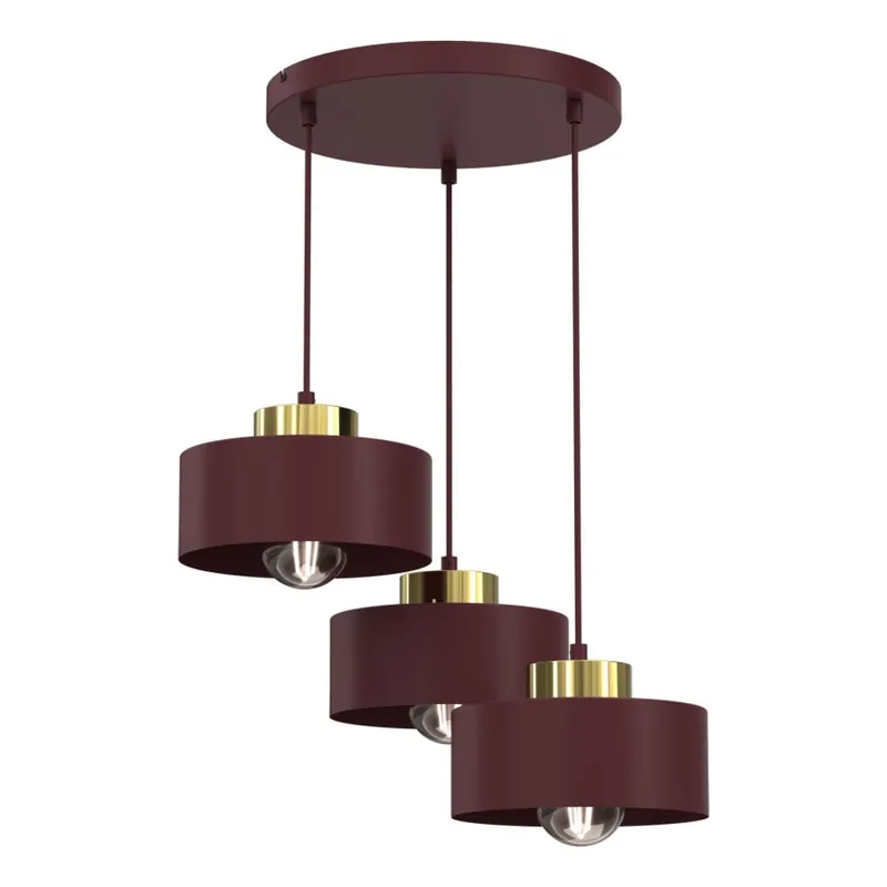 Lustr na lanku MARTI 3xE27/15W/230V burgundy/zlatá Nejlepší Volba