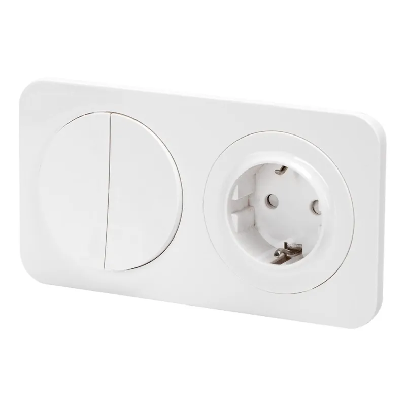 Aigostar - Dvojitý vypínač č. 5 a zásuvka SCHUKO 230V s rámečkem bílá Zlevněný