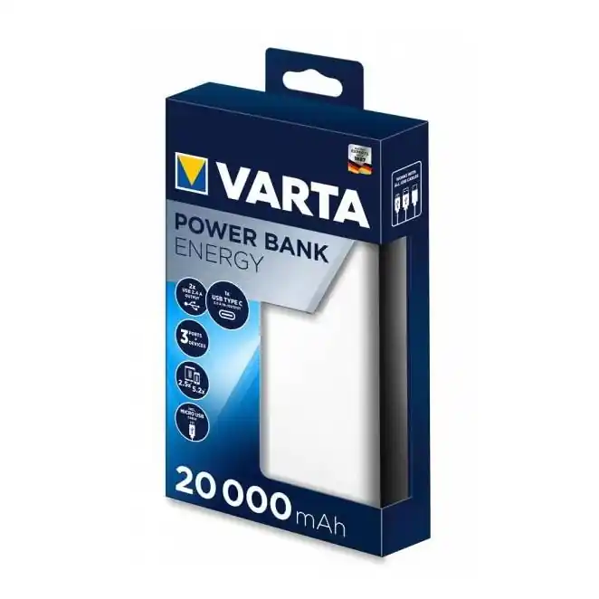 Cenově Výhodný Varta 57978101111 - Power Bank ENERGY 20000mAh/2x2,4V bílá
