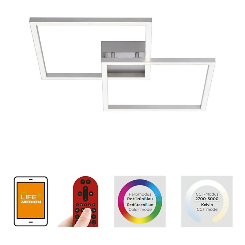 Horká Nabídka Leuchten Direkt 16429-55 - LED RGB Stmívatelné stropní svítidlo LOLA 2xLED/12,5W/230V Tuya + dálkové ovládání