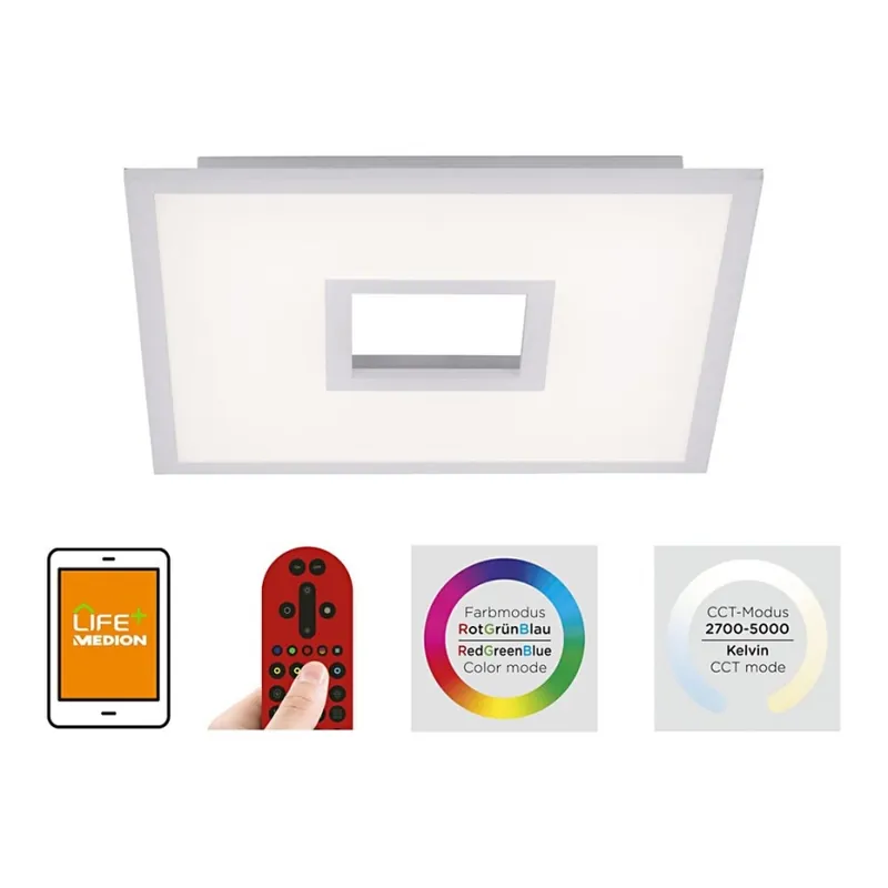 Autentický Leuchten Direkt 11645-16 - LED RGB Stmívatelné stropní svítidlo RECESS LED/22,5W/230V + LED/5W + dálkové ovládání