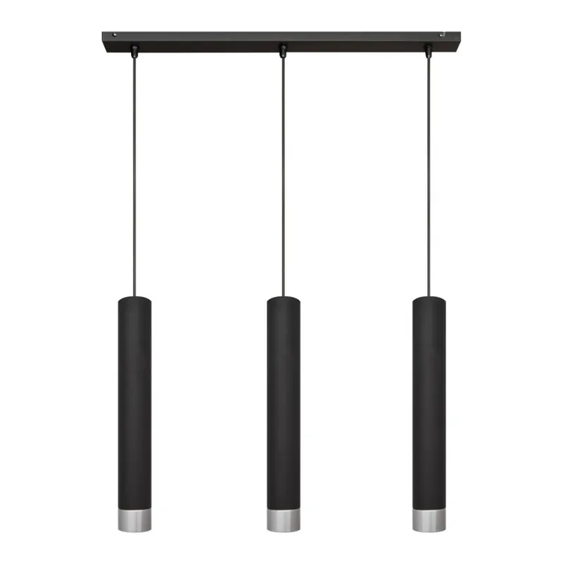 Nová Kolekce LED Lustr na lanku TUBA 3xGU10/4,8W/230V černá/lesklý chrom