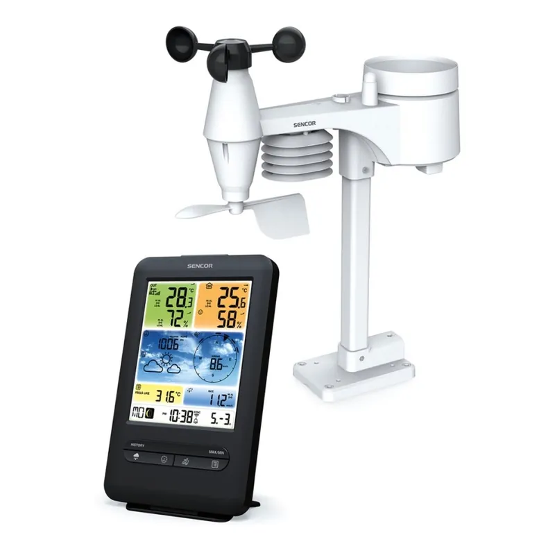 Tovární Cena Sencor - Profesionální meteostanice s barevným LCD displejem 1xCR2032 + 3xAA Wi-Fi
