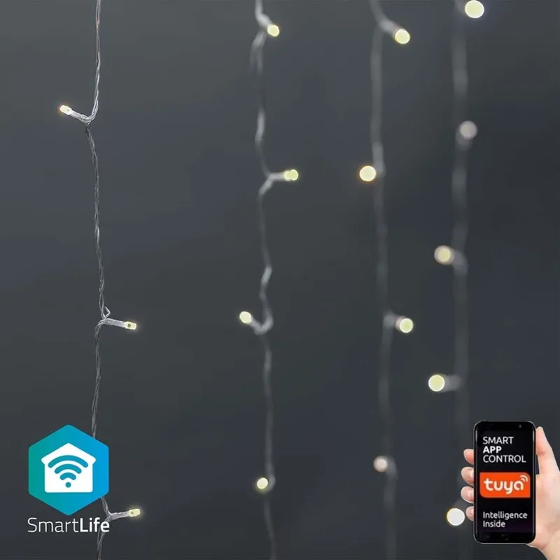 LED Vánoční závěs 200xLED/11 funkcí 6m IP65 Wi-Fi Tuya teplá až studená bílá Jen Po Omezenou Doba