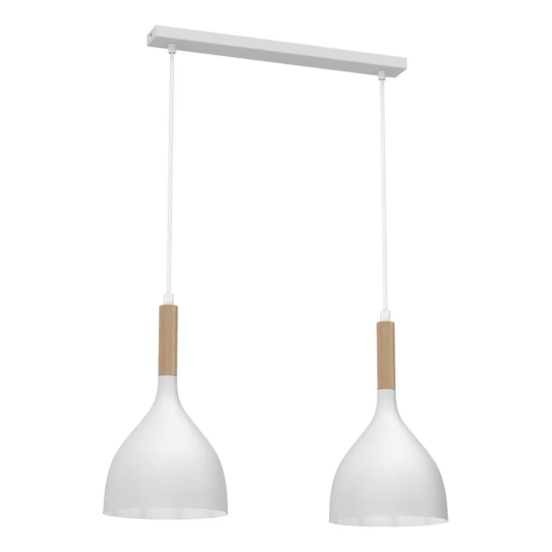 Lustr na lanku NOAK WOOD 2xE27/15W/230V bílá/buk Nízká Cena