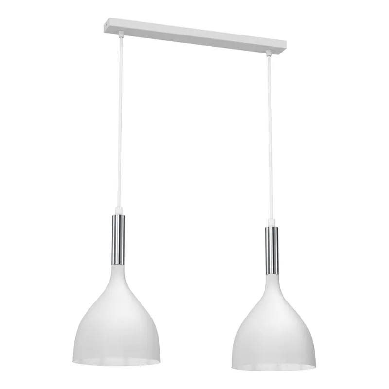 Ověřený Lustr na lanku NOAK 2xE27/15W/230V bílá/lesklý chrom