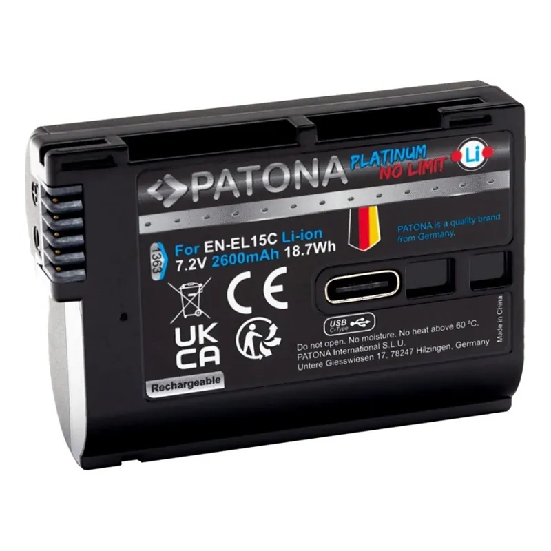 PATONA - Aku Nikon EN-EL15C 2600mAh Li-Ion Platinum USB-C Víkendová Akce