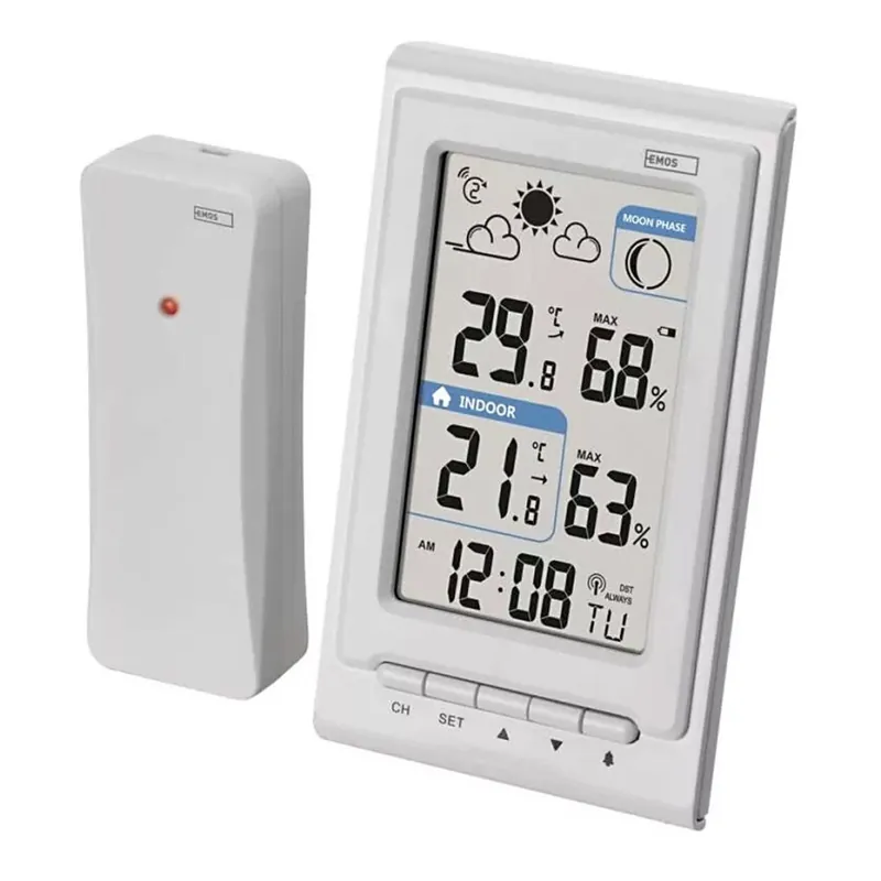 Značkový Bezdrátová meteostanice s budíkem 2xAAA + 2xAA bílá