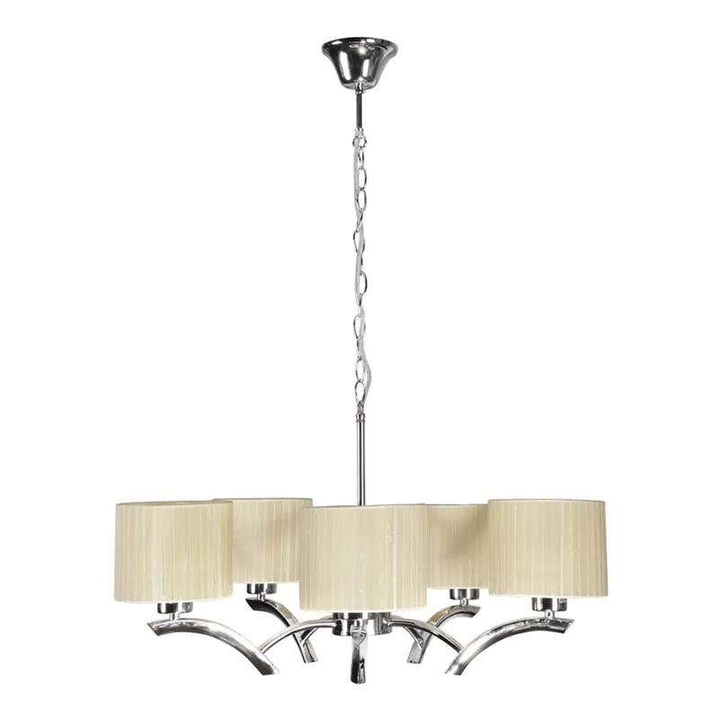 Akční Nabídka Lustr na lanku DRAGA 5xE27/60W/230V béžová/lesklý chrom