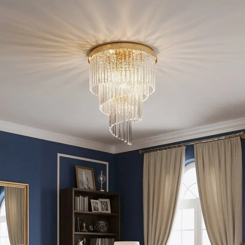 Ideal Lux - Křišťálový přisazený lustr CARLTON 12xE14/40W/230V pr. 50 cm zlatá Ověřený