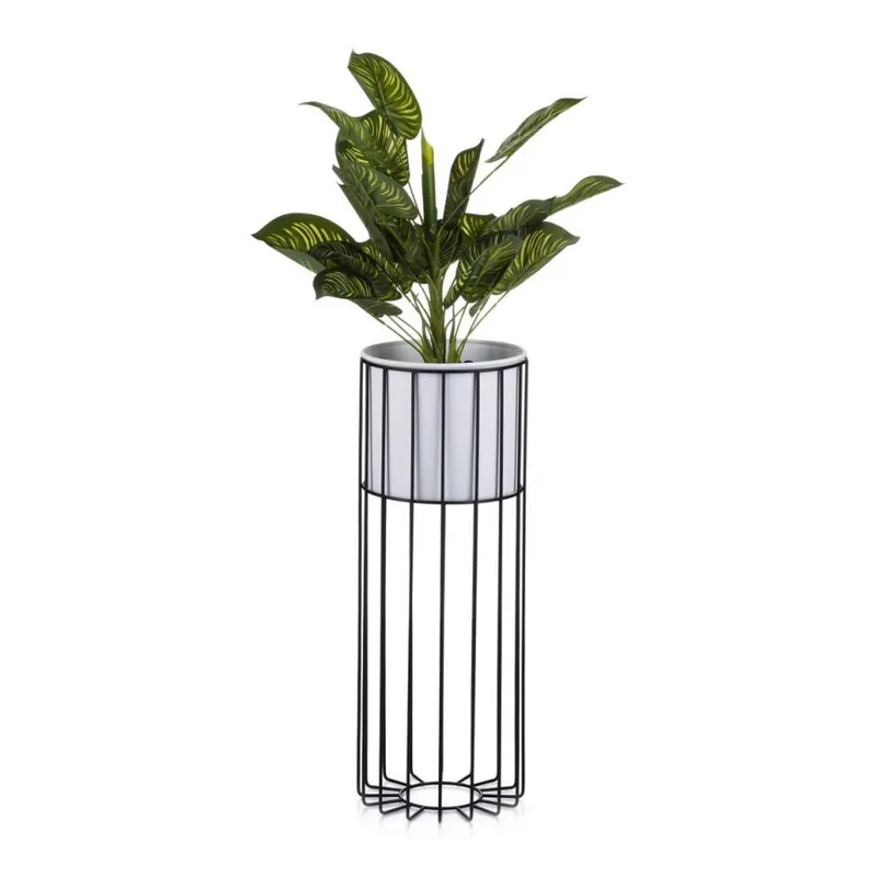 Kovový květináč LOFT 55x20 cm černá/bílá Dokud Zásoby Vydrží
