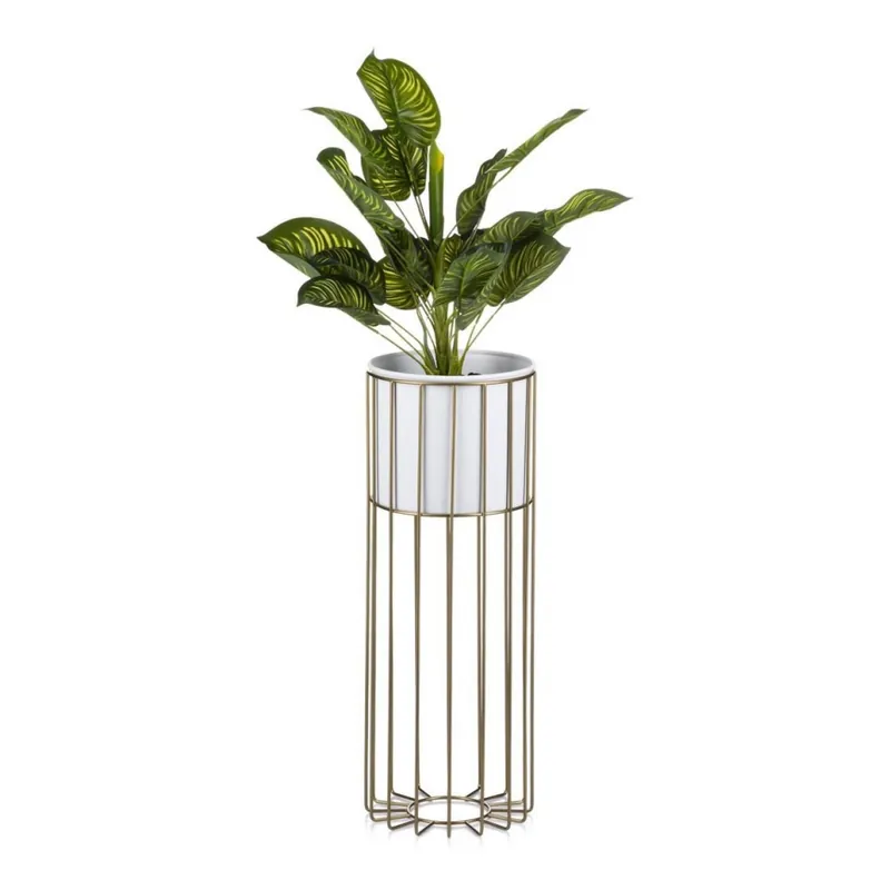 Kovový květináč LOFT 55x20 cm zlatá/bílá Cenový Hit