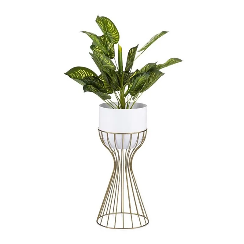 Kovový květináč LOFT 46x20 cm zlatá/bílá Akční Cena