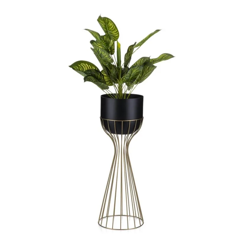 Kovový květináč LOFT 56x20 cm zlatá/černá Nejlepší Cena