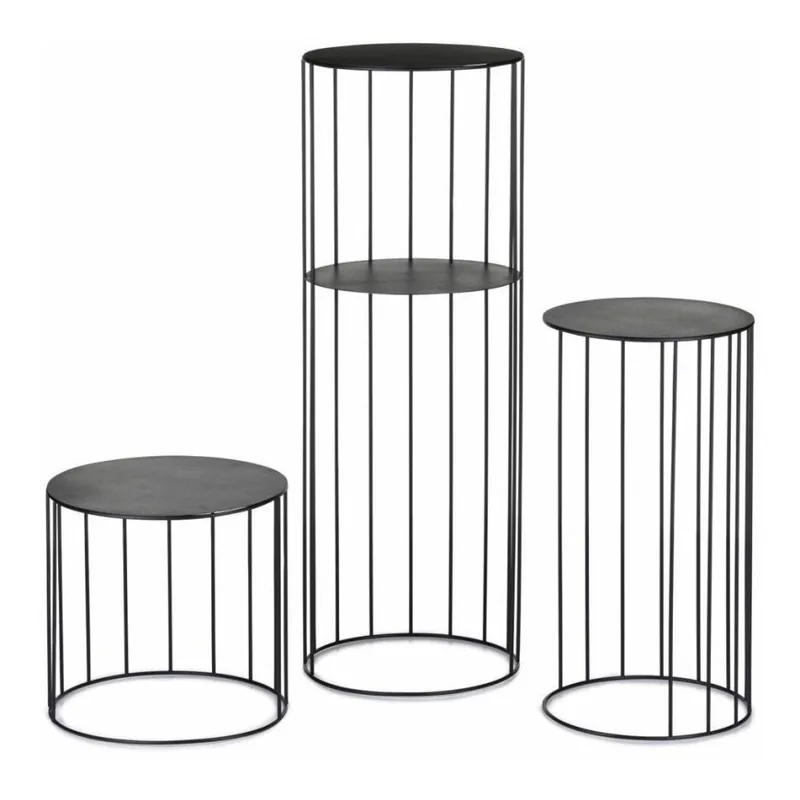 SADA 3x Stojan na květiny LOFT černá Must-Have