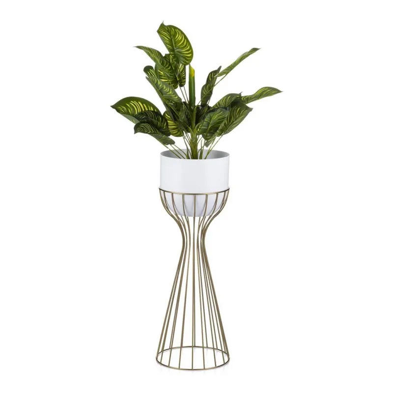 Kovový květináč LOFT 56x20 cm zlatá/bílá Originální