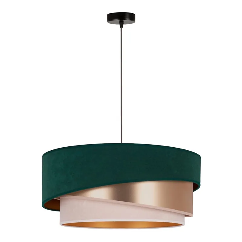 Zlevněný Duolla - Lustr na lanku KOBO 1xE27/15W/230V pr. 45 cm zelená/rosegold/krémová