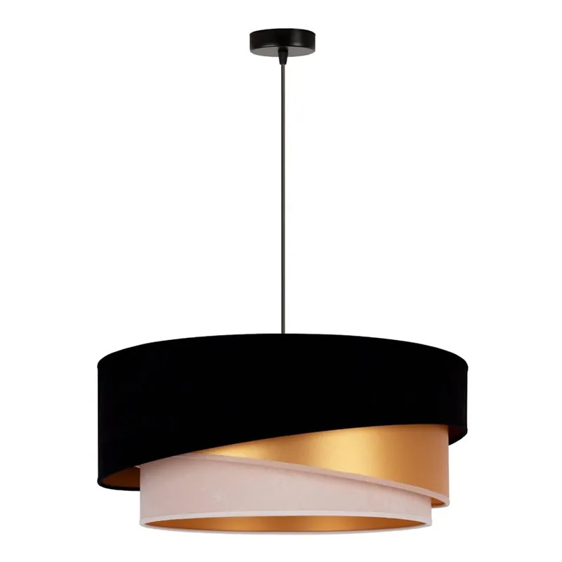 Akční Cena Duolla - Lustr na lanku KOBO 1xE27/15W/230V pr. 45 cm černá/zlatá/krémová