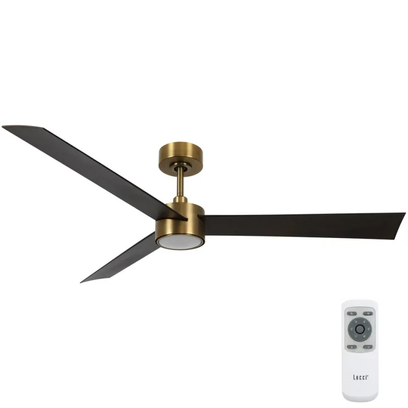 Lucci air 21610549- LED Stmívatelný stropní ventilátor CLIMATE 1xGX53/12W/230V wenge/zlatá pr. 132 cm + dálkové ovládání Akční Cena