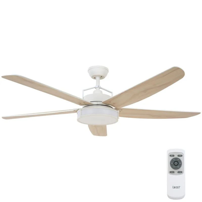 Ověřený Lucci air 213176-LED Stmívatelný stropní ventilátor LOUISVILLE 1xGX53/18W/230V dřevo/bílá pr. 157 cm + dálkové ovládání