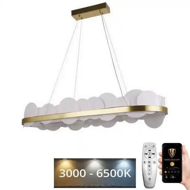 Nejlepší Volba LED Stmívatelný lustr na lanku LED/50W/230V 3000-6500K zlatá + dálkové ovládání