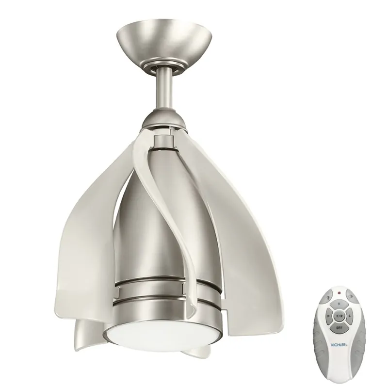 Speciální Cena Kichler - LED Stmívatelný stropní ventilátor TERNA LED/10W/230V matný chrom/bílá + dálkové ovládání