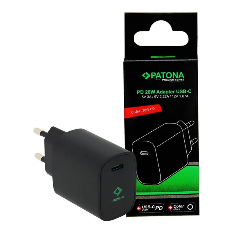 PATONA - Nabíjecí adaptér USB-C Power delivery 20W/230V černá Víkendová Akce
