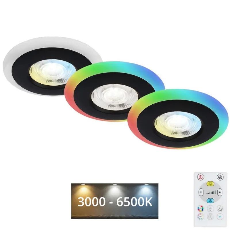 Briloner - SADA 3x LED RGBW Stmívatelné koupelnové podhledové svítidlo LED/5W/230V 3000-6500K IP44 + dálkové ovládání Značkový