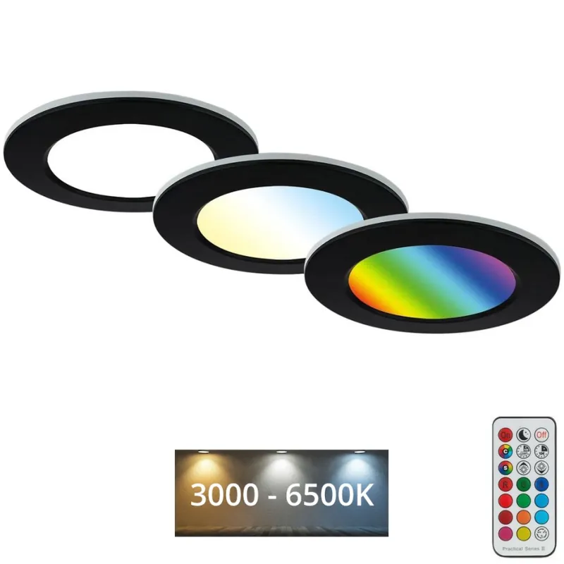 Akční Cena Briloner - SADA 3x LED RGBW Stmívatelné koupelnové podhledové svítidlo LED/4,8W/230V 3000-6500K IP65 + dálkové ovládání