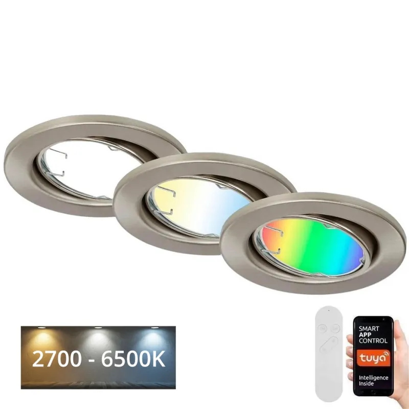 Nejprodávanější Brilo - SADA 3x LED RGBW Stmívatelné koupelnové svítidlo 1xGU10/4,9W/230V 2700-6500K Wi-Fi Tuya IP23 + dálkové ovládání