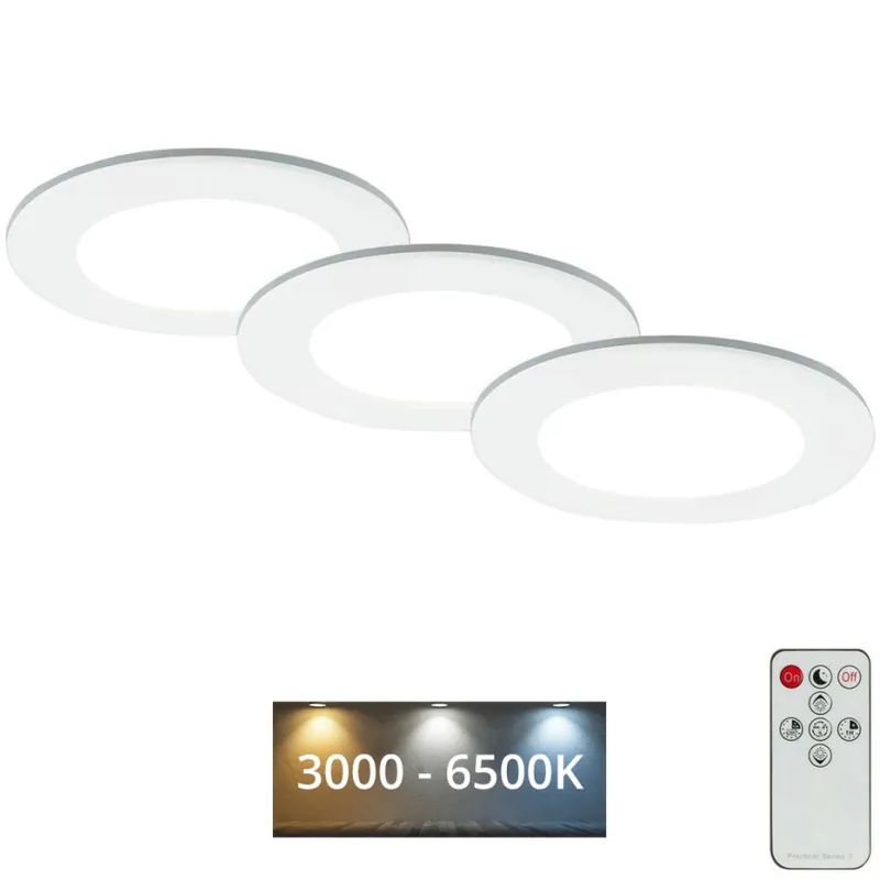 Levný Briloner - SADA 3x LED Stmívatelné koupelnové podhledové svítidlo LED/4,8W/230V 3000-6500K IP44 + dálkové ovládání