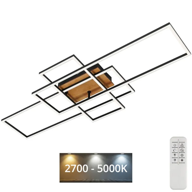 Zlevněný Brilo - LED Stmívatelný přisazený lustr FRAME LED/51W/230V 2700-5000K černá/hnědá + dálkové ovládání